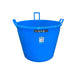 Blue plastic bucket with handles on a white background