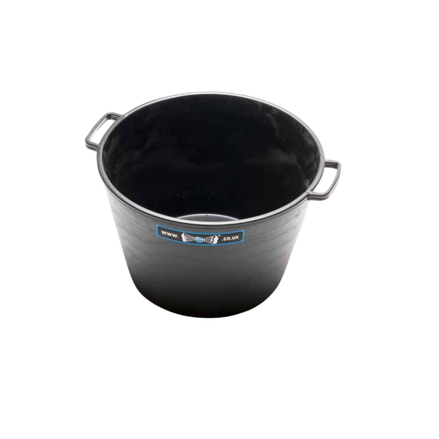 Black bucket with handles on a white background