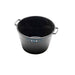 Black bucket with handles on a white background