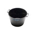Black bucket with handles on a white background
