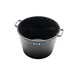 Black bucket with handles on a white background