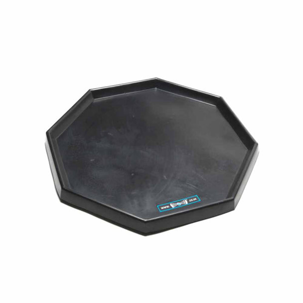 Large black plastic mortar mixing tray. With angled edges to allow easy removal of mortar with a trowel.