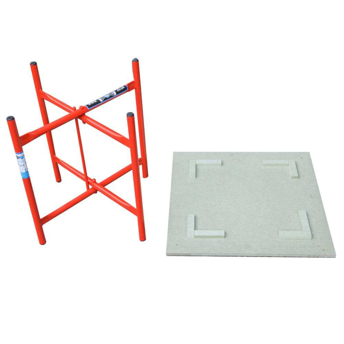 Red metal plastering stand and table top