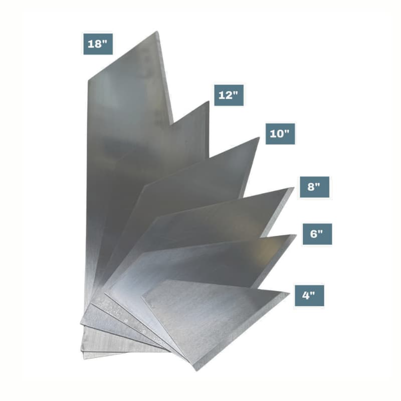 Stainless steel shaped with sharp edge with dimensions used for plastering
