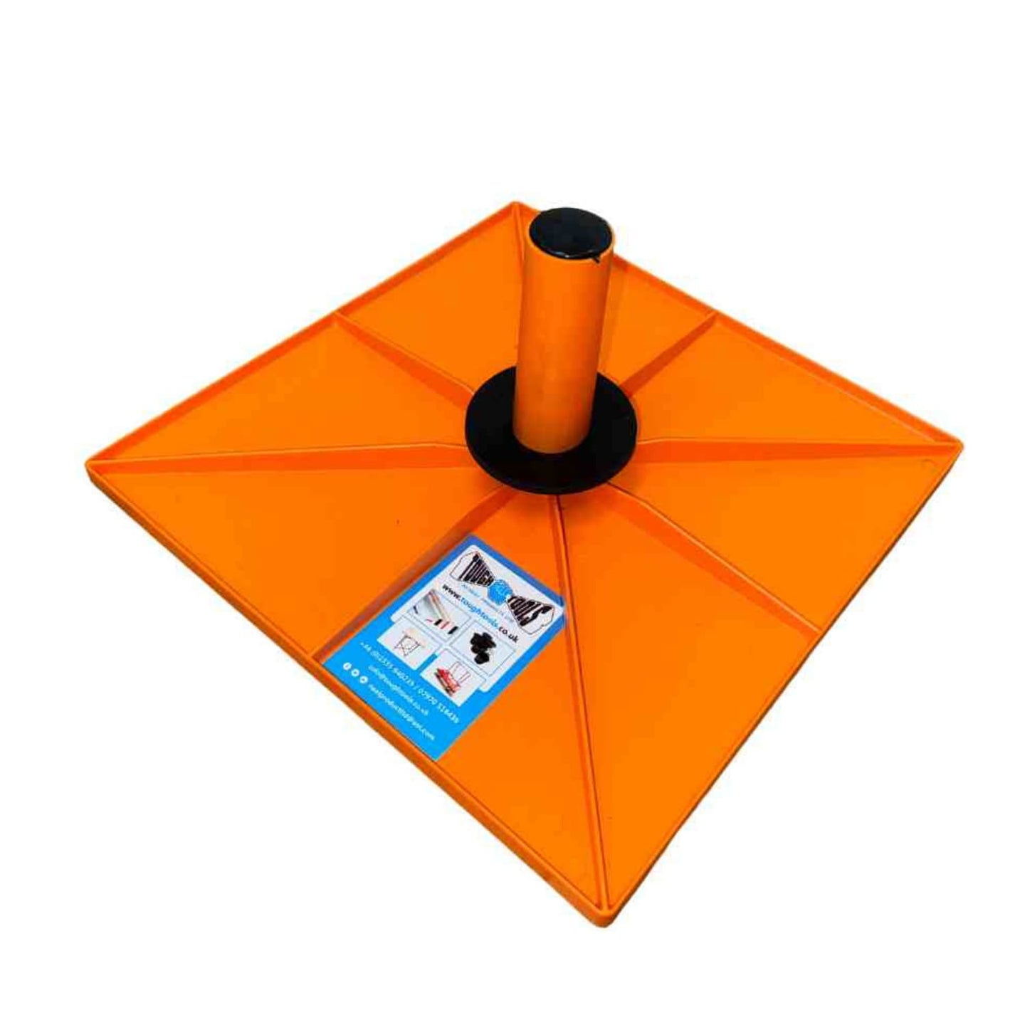 Underneath view of orange plastic plastering hawk