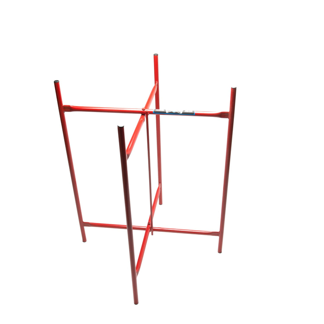 Red metal stand on a white background