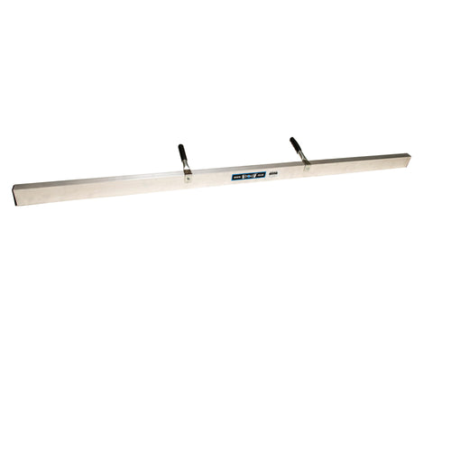 Long metal tool with handles on a white background