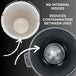 Comparison of a white container with no internal ridges and a black container with internal ridges, highlighting the design feature.