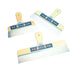 Three putty knives with wooden handles on a white background