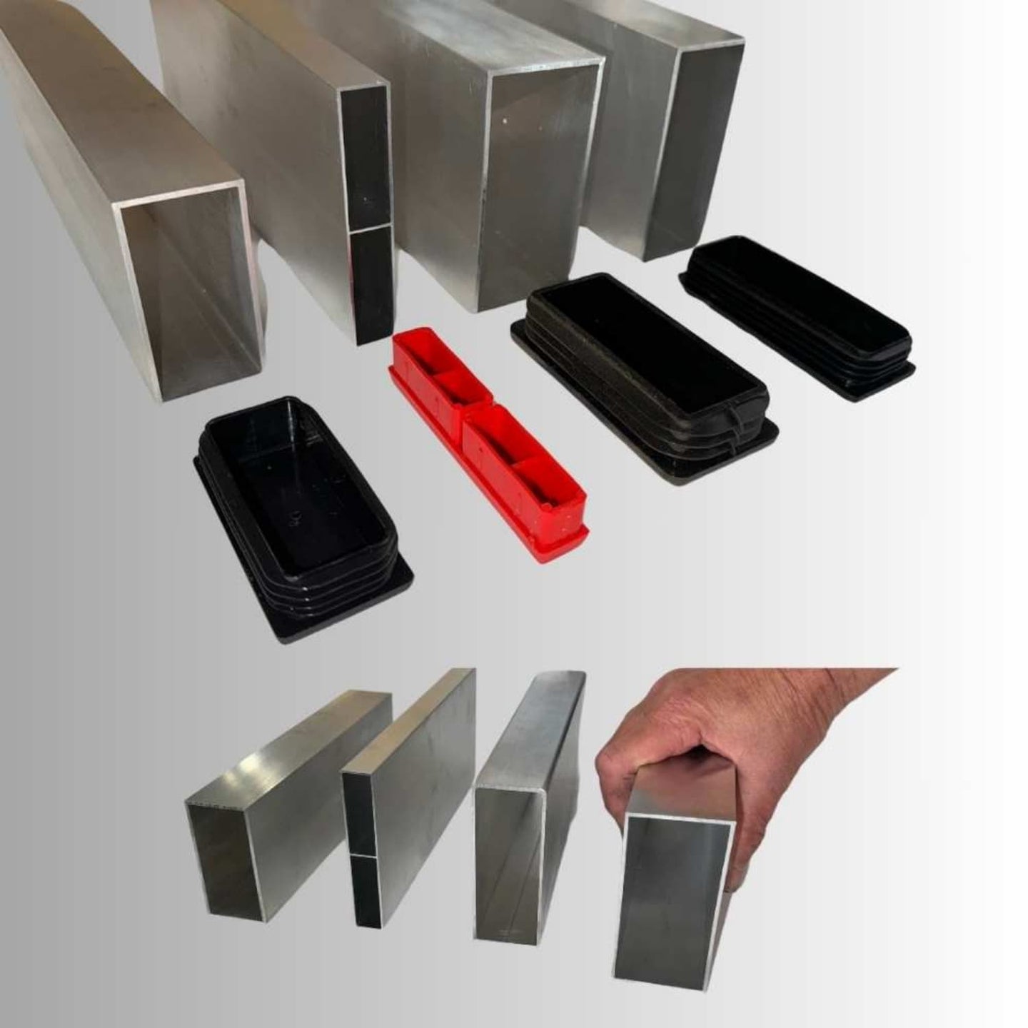 Straight edge tool section sizes with plastic end caps