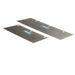 Two metal flat blades with a brand logo on a white background