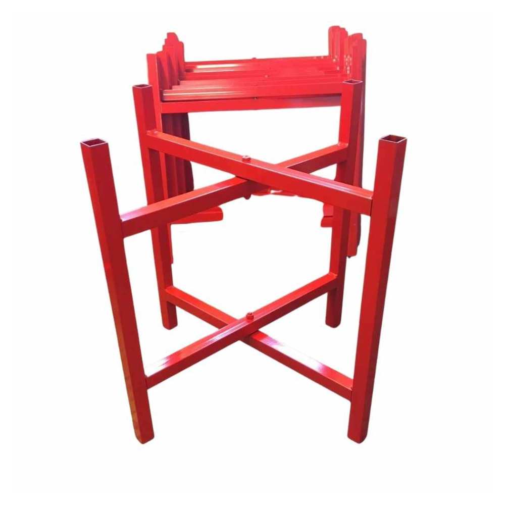 Red metal bricklayers spot board stand frame