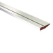 Plasterers Feather Edge Tool. Underneath view of Angled steel section with red insert ends for leveling out plaster