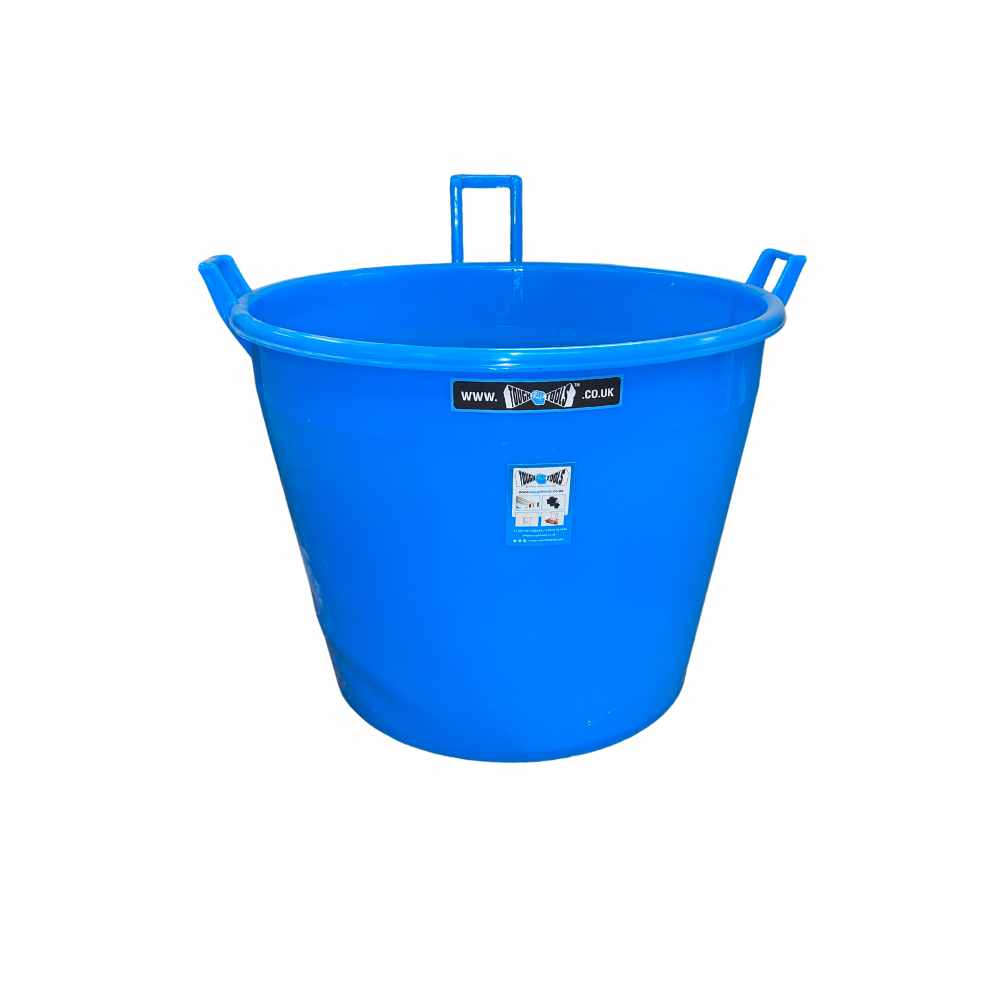 Extra large Blue Builders Mixing Bucket that holds 120 Litres. With 3 handles