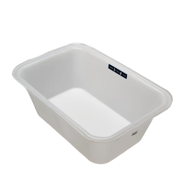White plastic basin on a white background