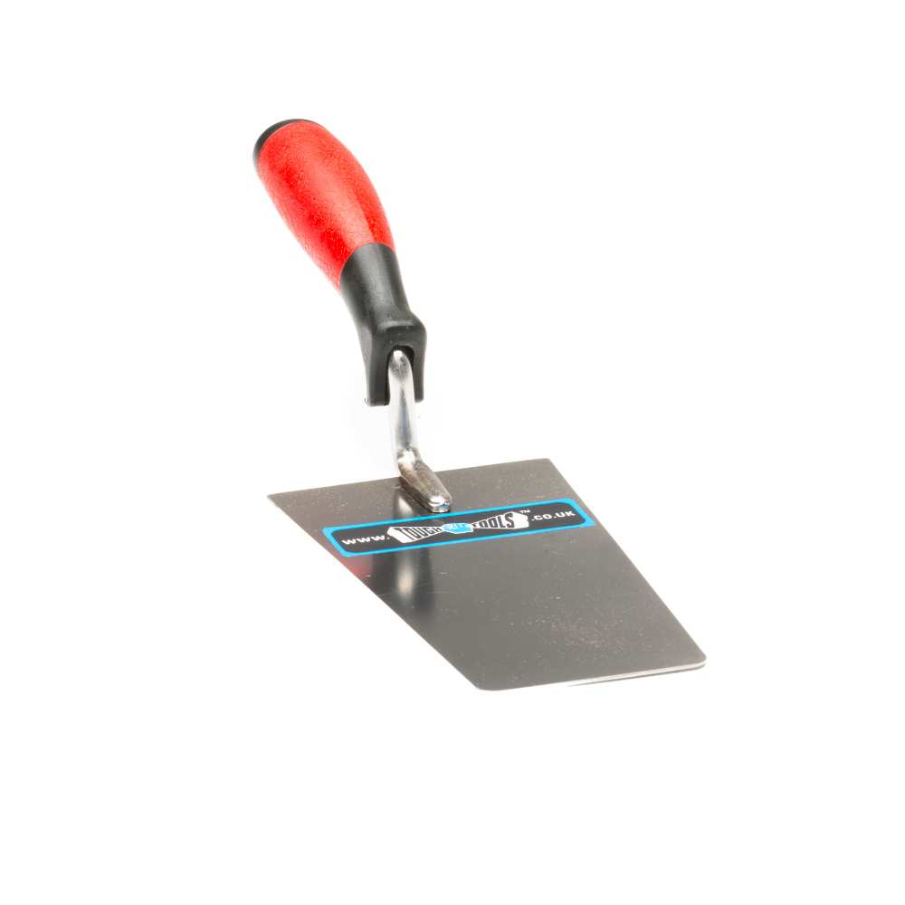 Stainless steel building trowel with red handle