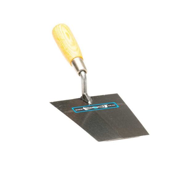 Trowel with yellow handle on a white background