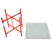 Red metal plasterers stand with wooden top