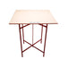 Red metal plasterer stand with board on top
