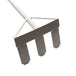plastering rake made in metal with a white handle.