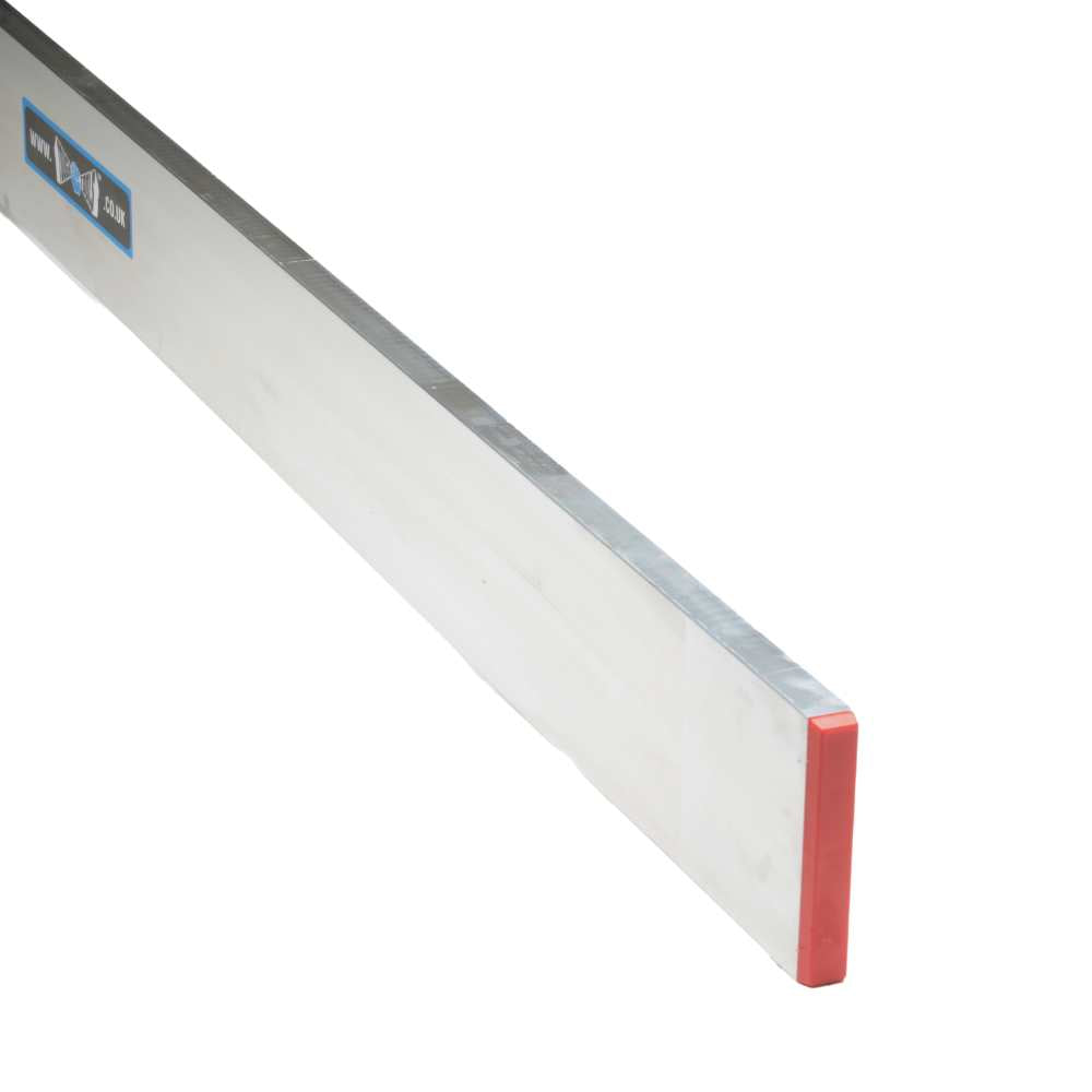 Long rectangular steel section with red rubber ends which is used to level surfaces like plaster, render and screed.