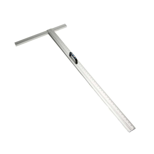 Steel measuring tool to allow checking of square edges. With handle and measurements