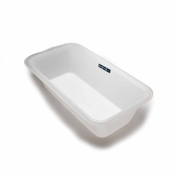 Large plastic plasters bath that holds165 litres of plaster. Made in virgin white material