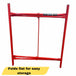 Red metal plasterers stand folded flat