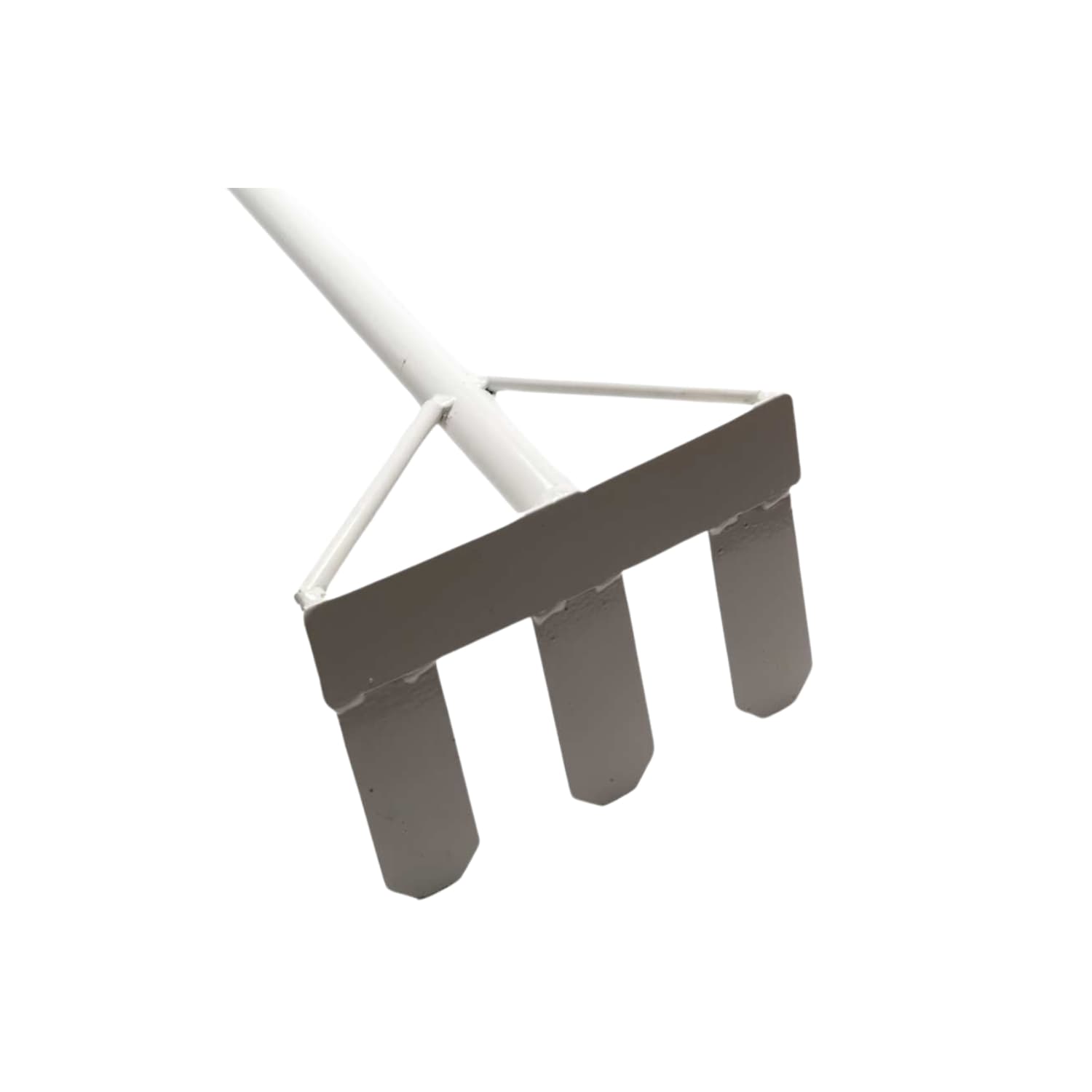 Metal tine tool on a white background