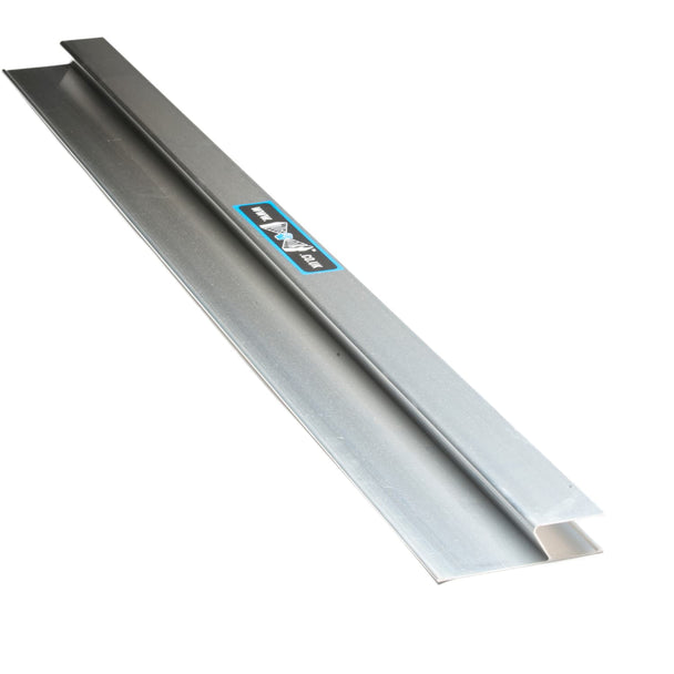 angled steel level used as a plasterers darby for leveling plaster. The angled section allows each hand control