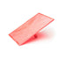 Rectangular pink object with a red light on a white background