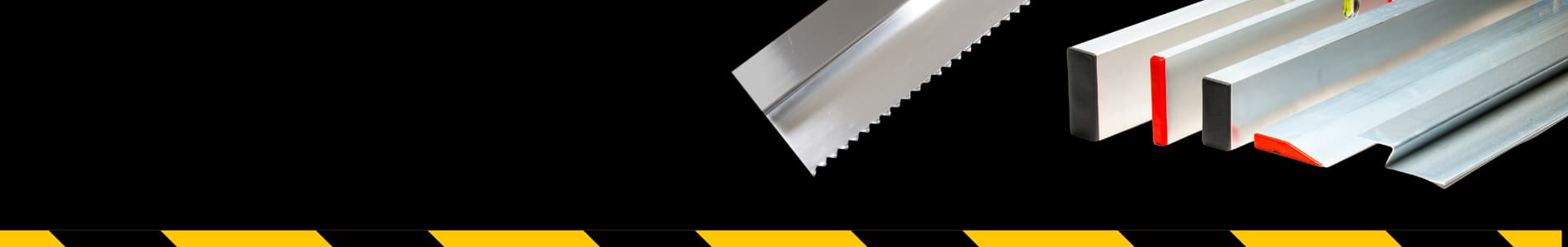 Metal profiles with a warning stripe at the bottom