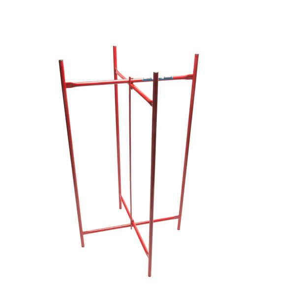 Red metal stand on a white background