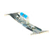 Metal trowel with blue handle on a white background