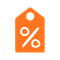 Red sale tag with a percentage discount on a white background