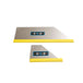 Two metal刮刀 plates with yellow edges on a white background