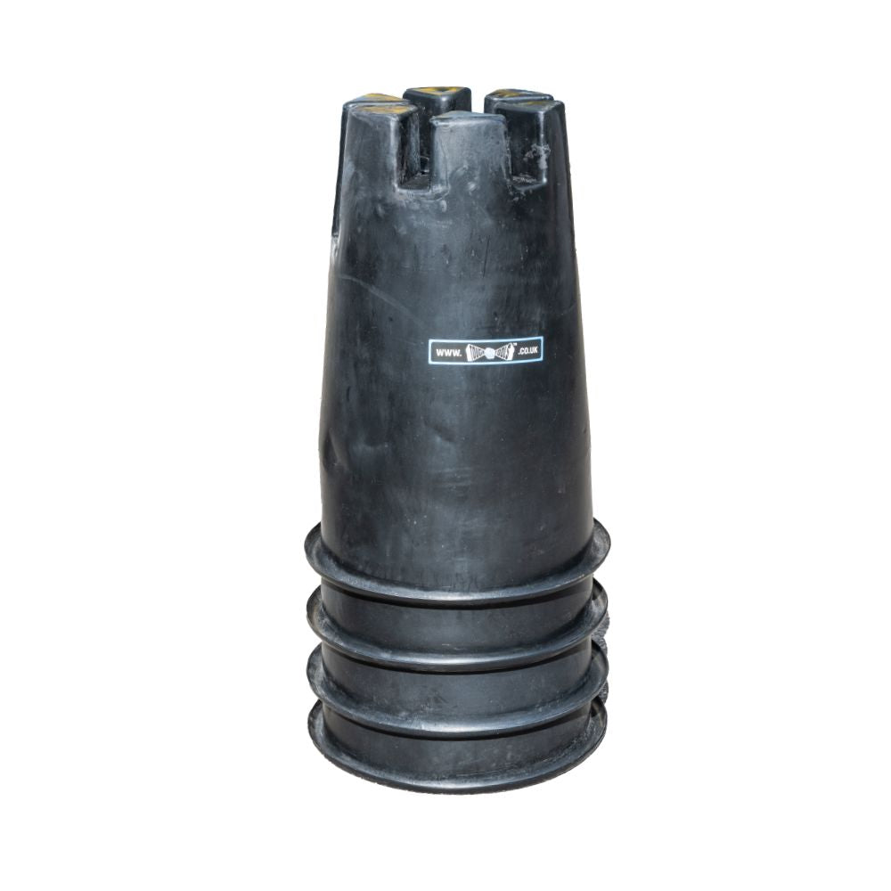 stack of 3 black low dek buckets.