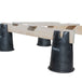 Black lo dek buckets upside down with scaffold planks on top