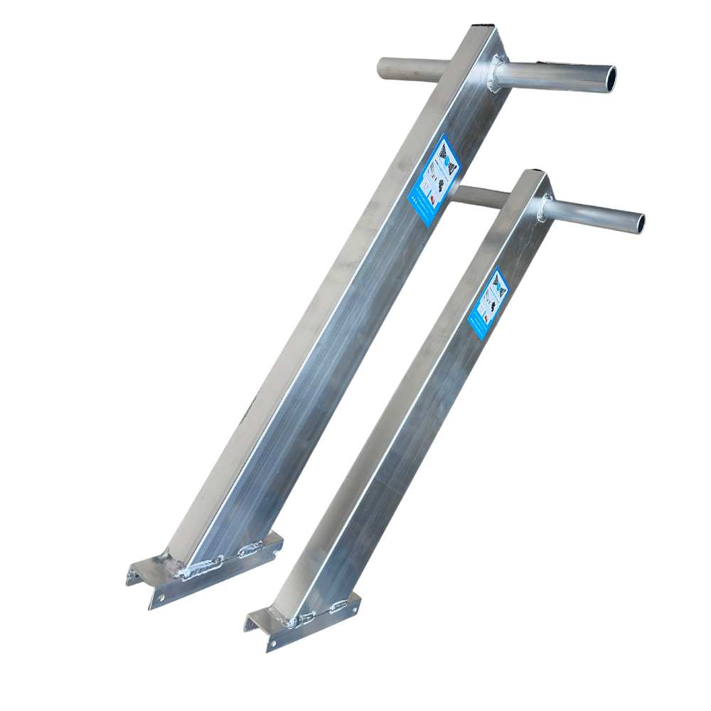 Pair of metal tamping beam tool handles
